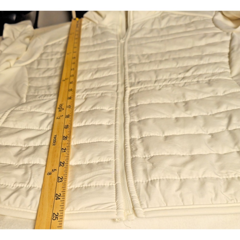 Layer 8 Subzero Jacket Winter White Quilted Hybrid Hidden Hood Athleisure Sporty - Picture 8 of 10